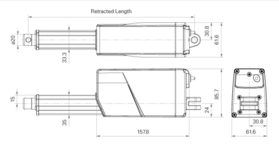 Weatherproof IP69K DC 24V Electric Actuator Linear Motor 350KG 20mm - 1000mm Stroke