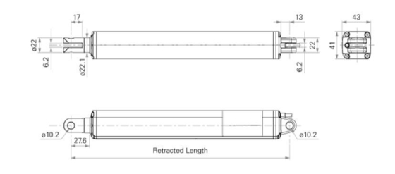 Aluminum Inline Linear Electric Cylinder 3000N 12VDC for Window Skylight Automation