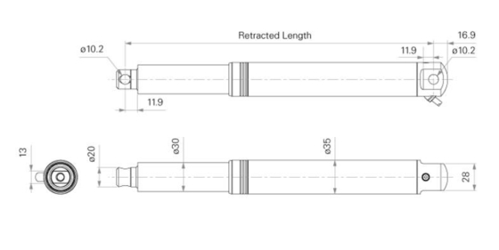 Waterproof Tubular Linear Actuators 12V 300lb 1Inch~30Inch Stroke