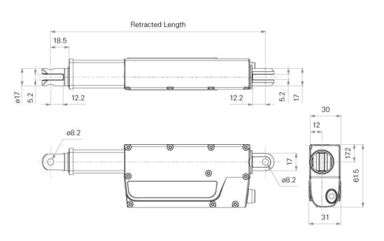 Slim Electric Linear Actuator High Force 2000N IP66 For Window Blinds