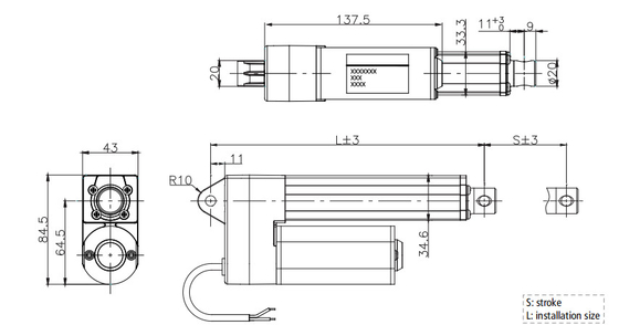 DC Actuators 24V 12V IP66 45dB Low Noise 200KG Max. Thrust 50mm - 600mm Stroke
