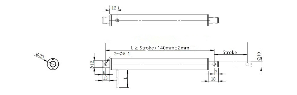 Electric DC Tubular Actuator 20mm Tube 5KG//10KG/15KG Thrust 10mm-400mm Travel Rod