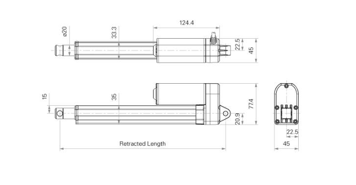 IP66 Dual Hall Sensor Industrial Electric Linear Actuators