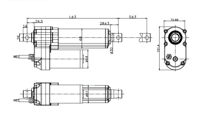 Low-Temperature Electric Cylinder DC Motor 24V 7000N Waterproof Industrial Actuators